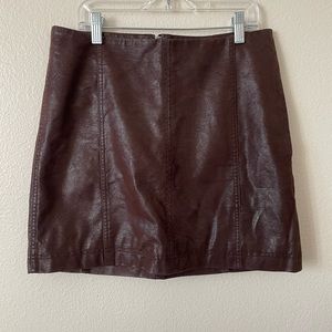 Free People Brown Vegan Leather Skirt